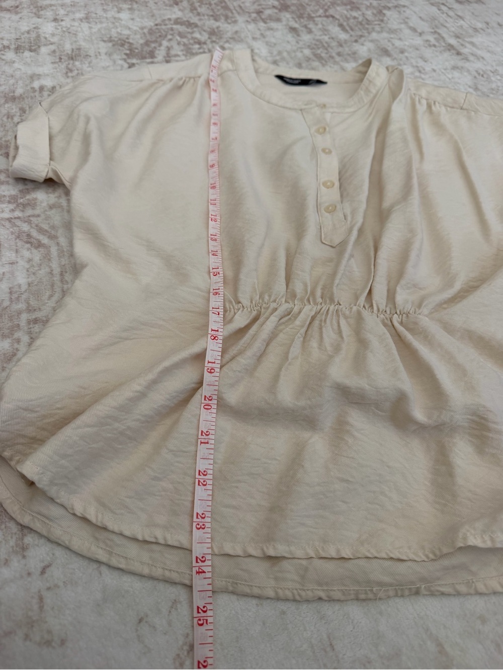 Simply Vera Cream Textured Peplum Top Women’s Medium - Picture 5 of 7